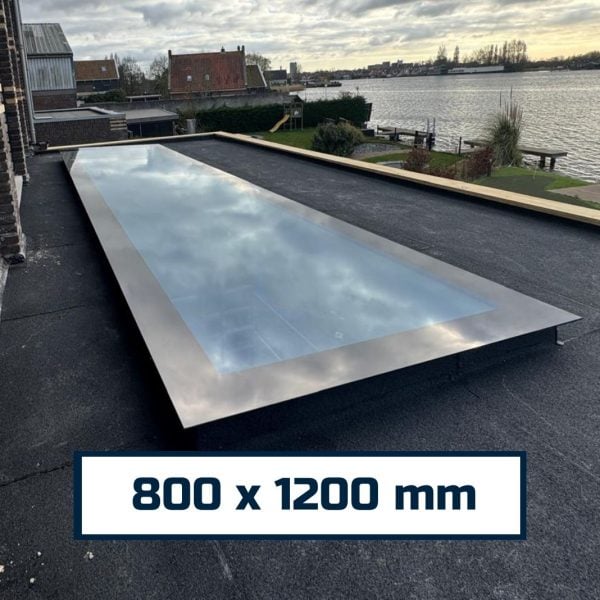 Flat Roof Skylight 800 x 1200 mm, Fixed, Frameless, Triple Glazed, 49.80kg, UV 0.9