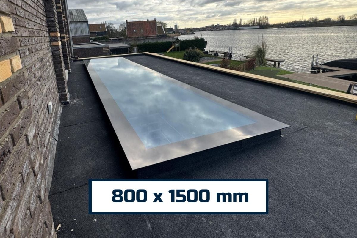 Flat Roof Skylight 800 x 1500 mm, Fixed, Frameless, Triple Glazed, 61.50kg, UV 0.9 - Image 1