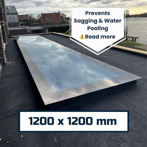 1200x1200mm Fixed Flat Roof Skylight | Frameless Triple Glazed Glass Rooflight | 0.9 U-Value | KingsView
