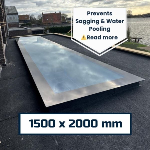 1500x2000mm Fixed Flat Roof Skylight | Frameless Triple Glazed Glass Rooflight | 0.9 U-Value | KingsView