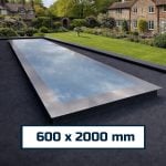 energy efficient flat roof rooflight 600 x 2000 mm with long rectangular glazing