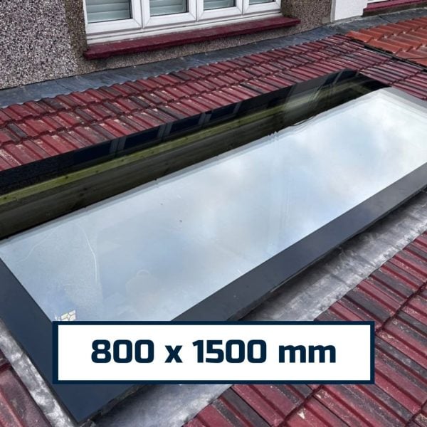 Pitched Roof Skylight 800 x 1500 mm, Fixed, Frameless, Triple Glazed, 61.50kg, UV 0.9