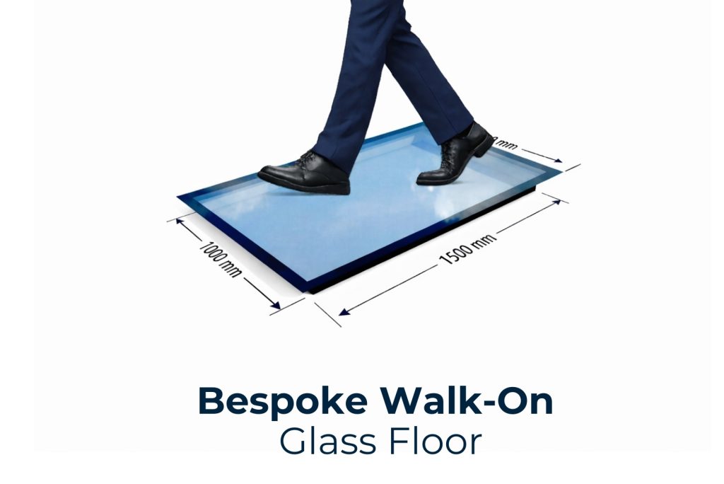 bespoke walk on glass floor skylight 300 to 3000 mm frameless double glazed structural glass unit