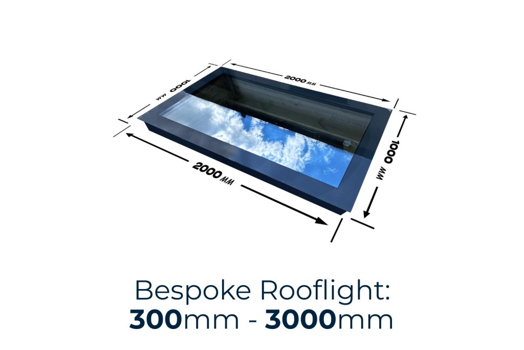 Rooflight diagram with dimensions (2000mm x 1000mm).