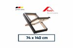 Roto Pitched Roof Skylight Center-Pivot 74 x 140 cm Natural Timber