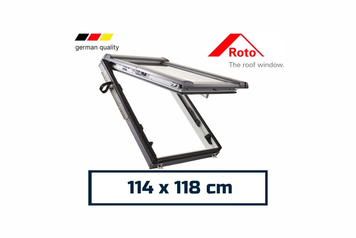 Roto Pitched Roof Skylight Top-hung 114 x 118 cm White Painted Timber - Image 1