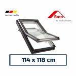 Roto Pitched Roof Skylight Center-Pivot 114 x 118 cm White Painted Timber