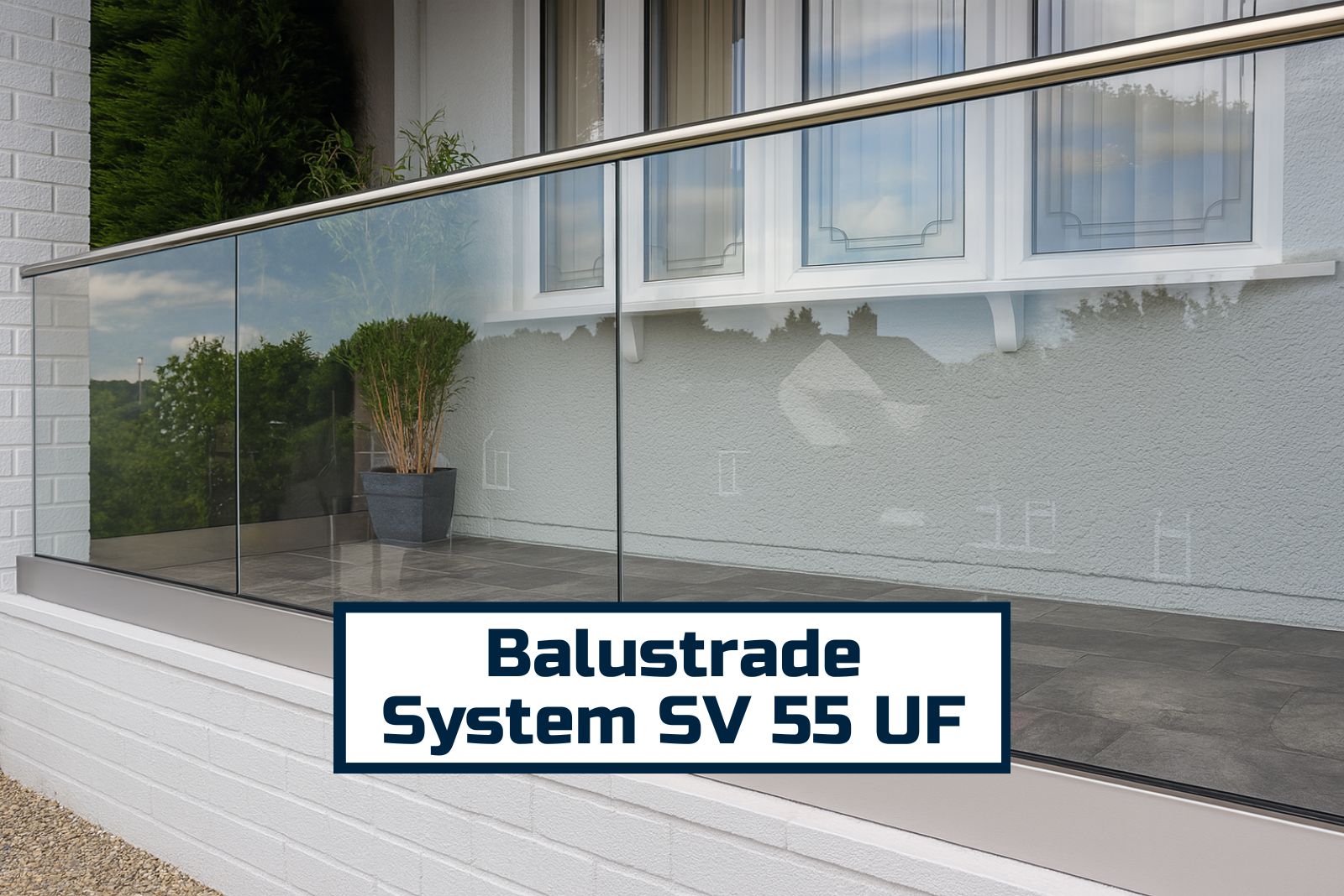 Bespoke Side Mount Glass Balustrade | SV55 UF Fixed Handrail | Custom Sizes | KingsView - Image 1