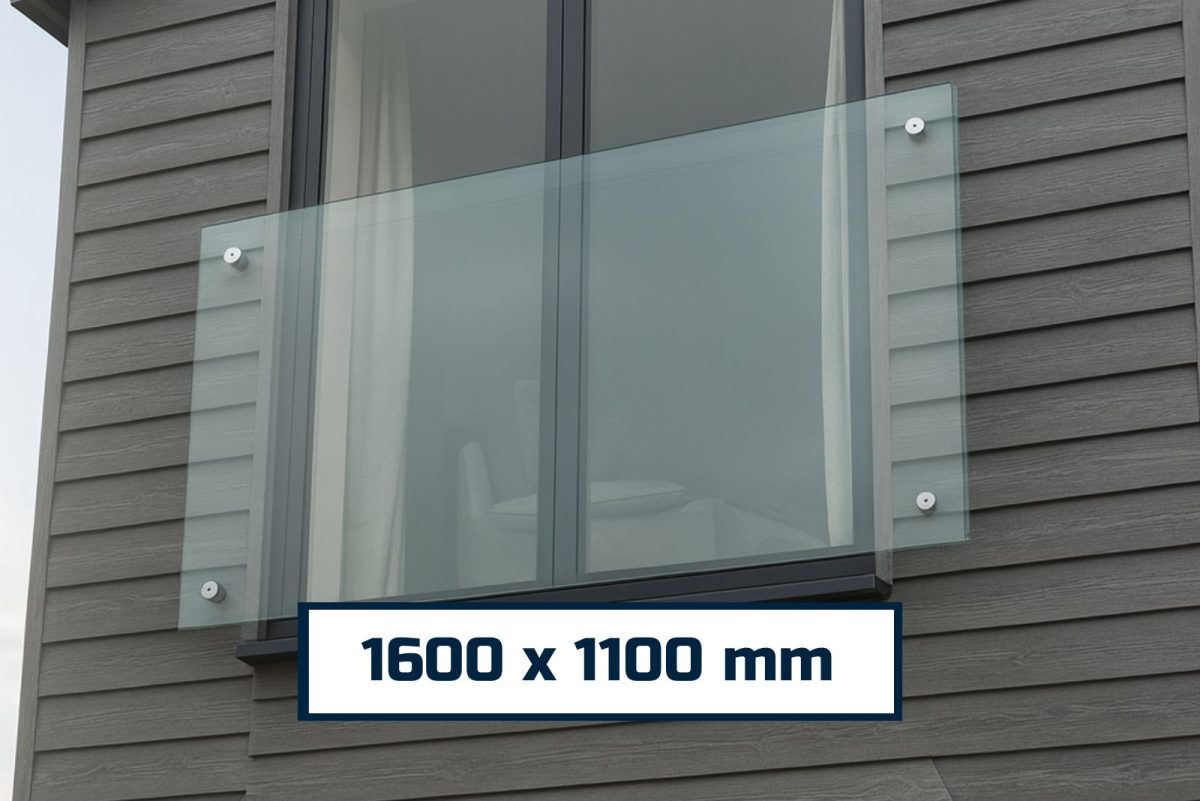 Juliet Balcony System with Glass Adapters 1600 х 1100 mm - Image 1