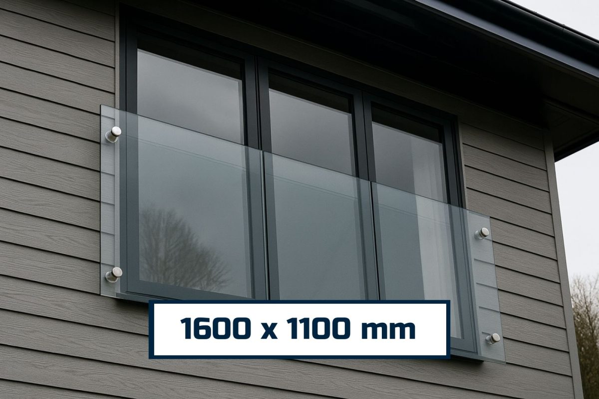 Juliet Balcony System with Glass Adapters 1600 х 1100 mm - Image 1