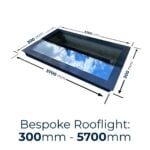 large bespoke skylight 300 to 5700 mm frameless triple glazed rooflight custom size glass unit