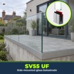Bespoke Side Mount Glass Balustrade SV55 UF Fixed Handrail