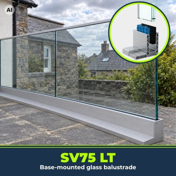 Bespoke Base Mount Glass Balustrade SV75 LT Adjustable Glazing