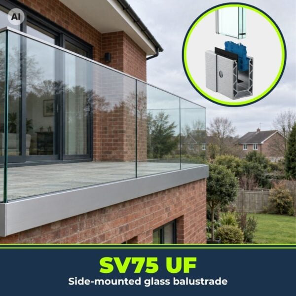 Bespoke Side Mount Glass Balustrade SV75 UF Adjustable Glazing