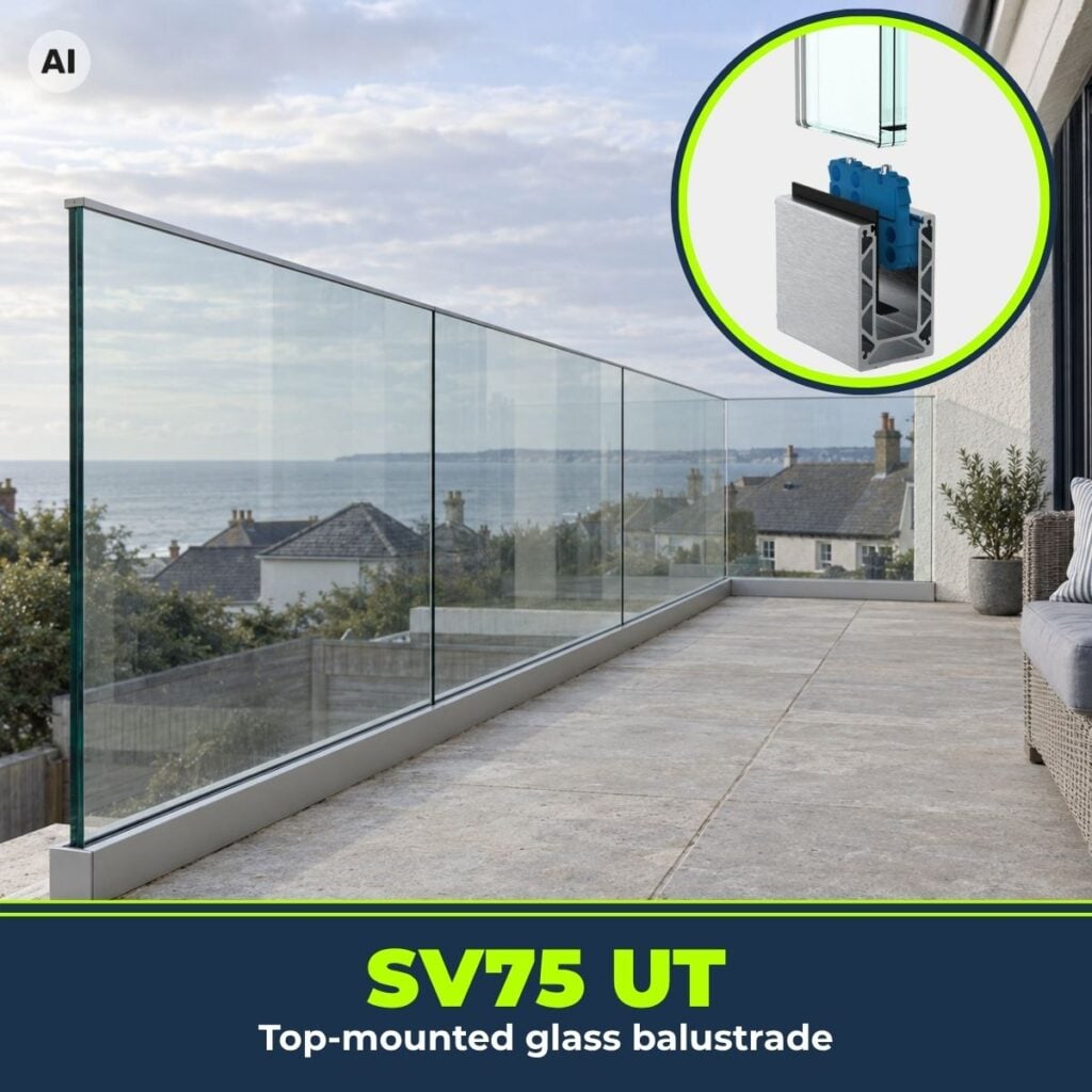 Bespoke Base Mount Glass Balustrade SV75 UT Adjustable Glazing