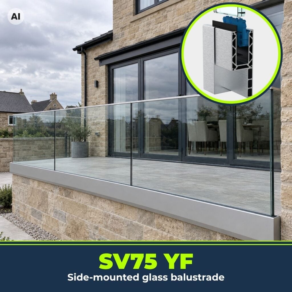 Bespoke Side Mount Glass Balustrade SV75 YF Adjustable Glazing